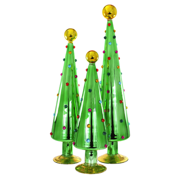 DECORATED DOTTED TREES - Set of 3