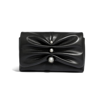 Ruched Crystal Crossbody Bag - Black