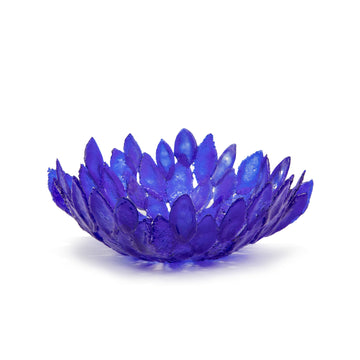 Blue Layered Leaf Bowl - 8” Diameter 4” Deep