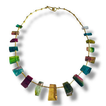 Oneof a Kind Rainbow Tourmaline Plates Necklace