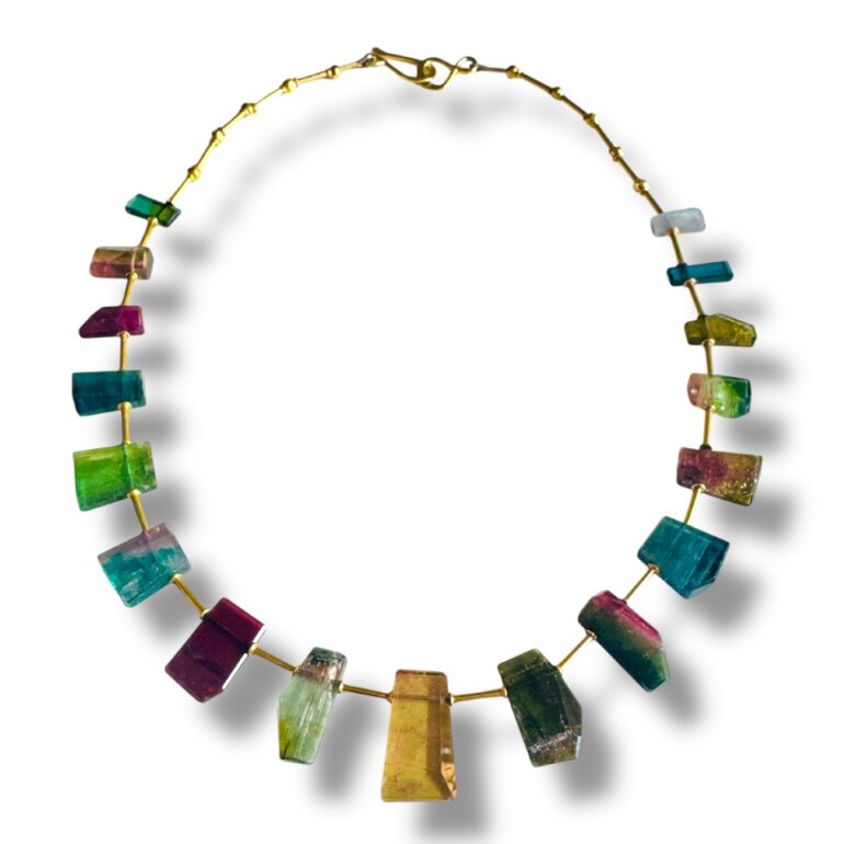 Oneof a Kind Rainbow Tourmaline Plates Necklace