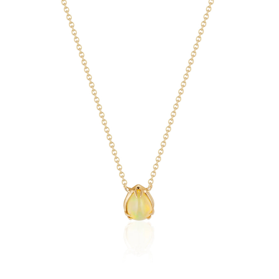 18K Yellow Gold Signature Opal Solitaire Necklace