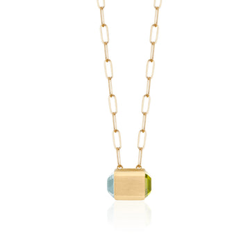 Thor(vi) Aquamarine and Peridot Medium Hammer Necklace