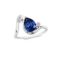 Blue Sapphire Diamond Dot Ring