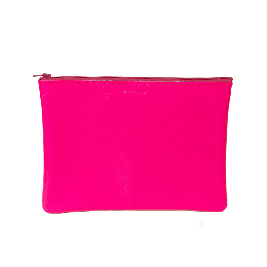 Large Fluoro Zip Pouch - Fluoro Pink