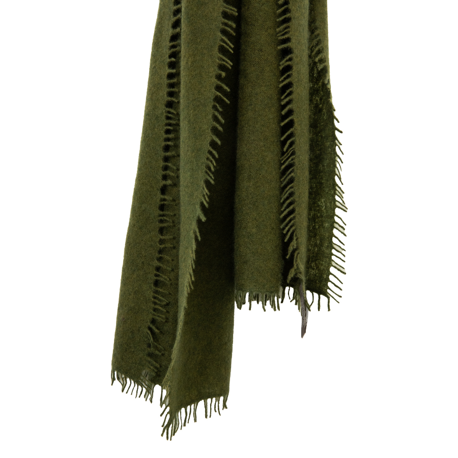 Felted Cashmere Oblong Scarf - Green