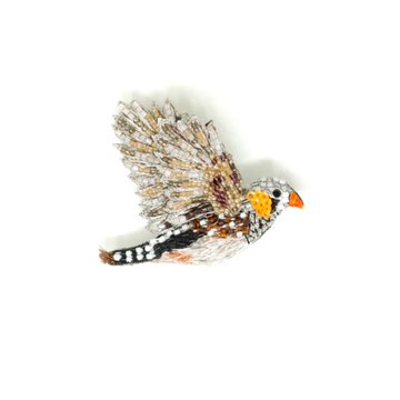 Zebra Finch Brooch Pin