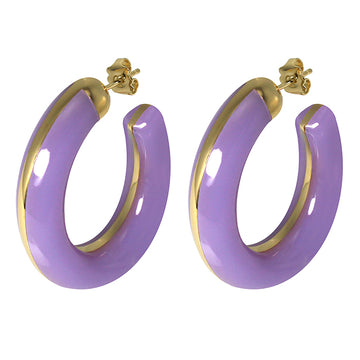 18K Gold-Plated + Resin Bubble Hoop Earrings - Mulled Grape