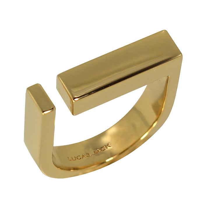 18K Gold-Plated Geometric U Open Ring  - Size 8