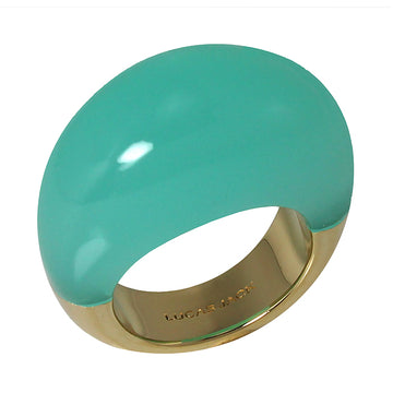 Domed Jade Resin + 18K Gold-Plated Ring in a Size 7