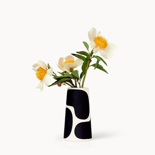 Small Black Color Block Pillar Vase