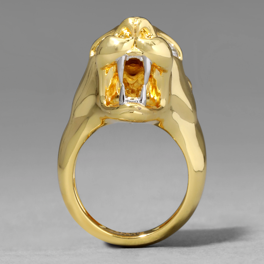 Gold Panther Visage Ring - Size 7