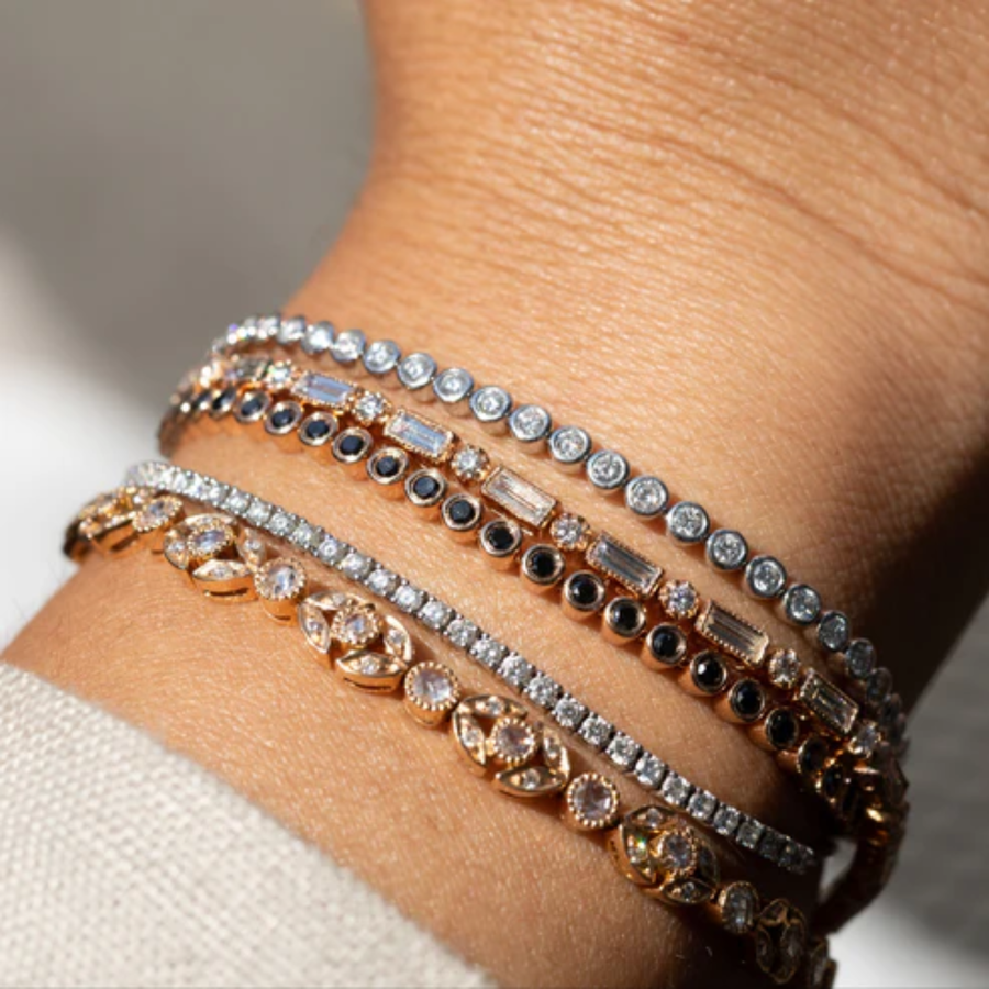 Modern Bezel Black Diamond Bracelet