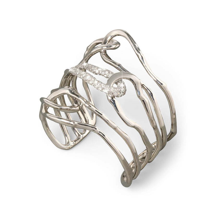 Solanales Large Twisted Cuff Bracelet - Silver