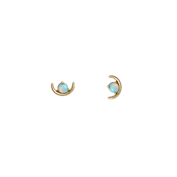 Large 14k gold Opal Arc Earrings