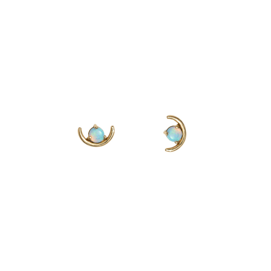 14K Large Opal Arc Gold Earrings