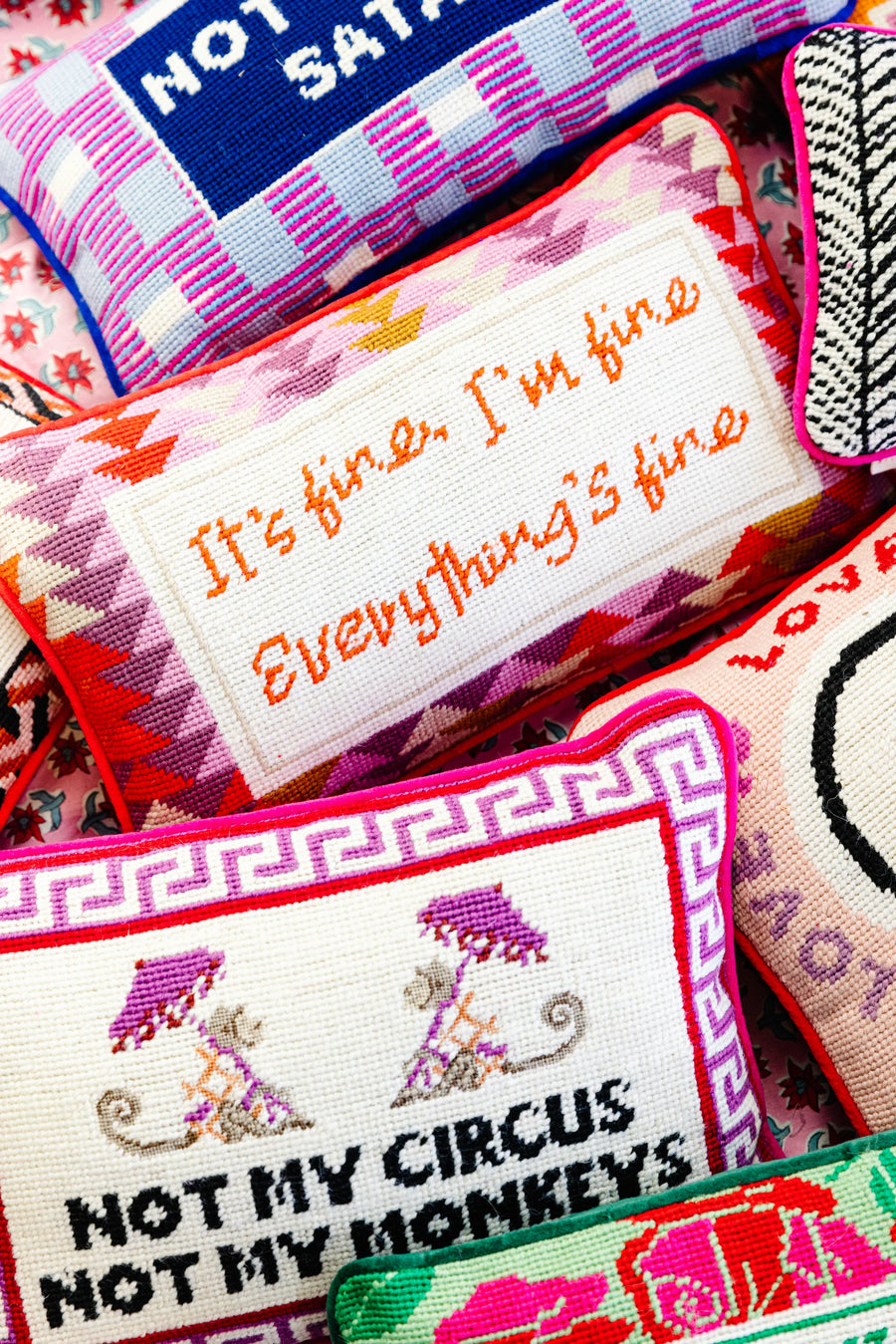 It's fine, I'm fine, Everything's fine Needlepoint Pillow