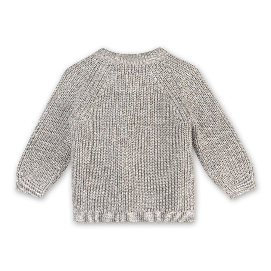 Dream Big Embroidered Chunky Knit Pullover - Grey