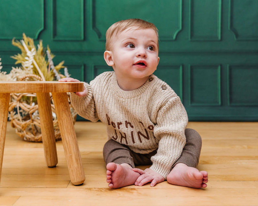 Born to Shine Embroidered Slouchy Pullover - Linen