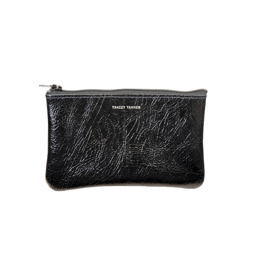 Small Foil Zip Pouch - Foil Black