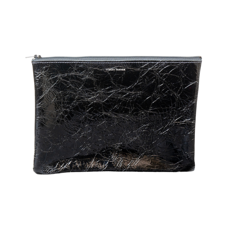 Large Foil Zip Pouch - Foil Black