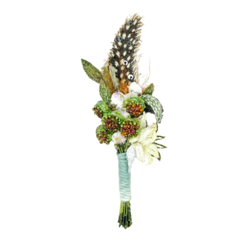Spotted Feather Boutonniere Pin