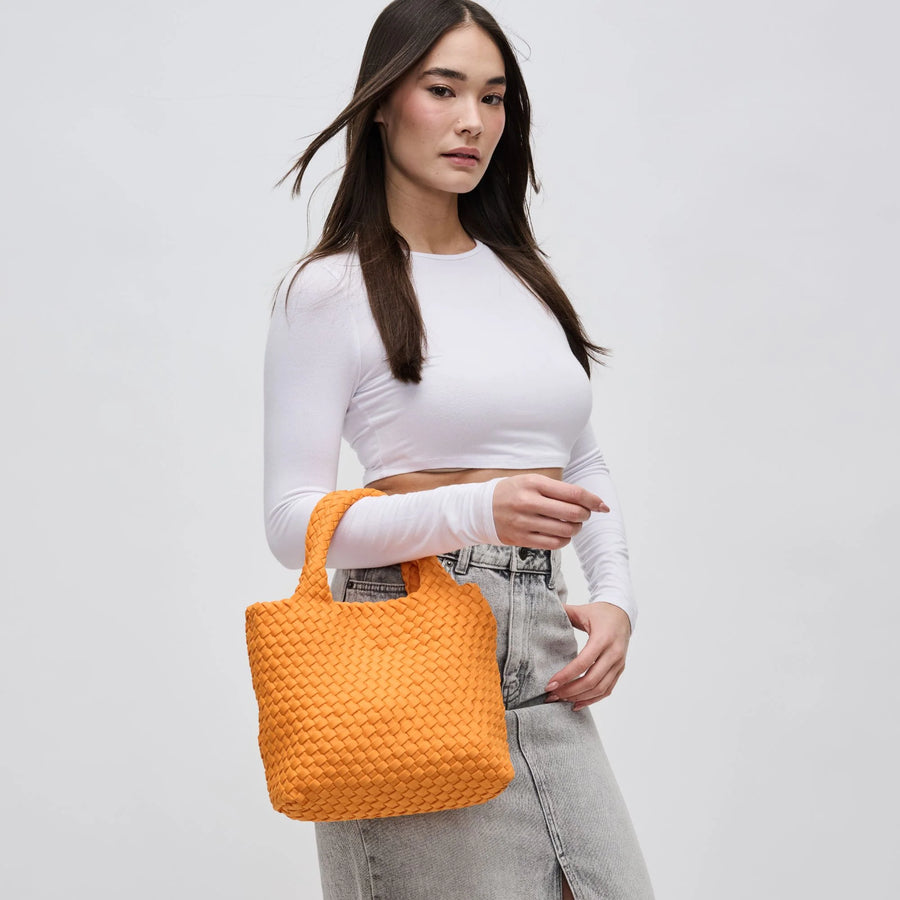 Neon Orange Sky's The Limit Small Tote Bag