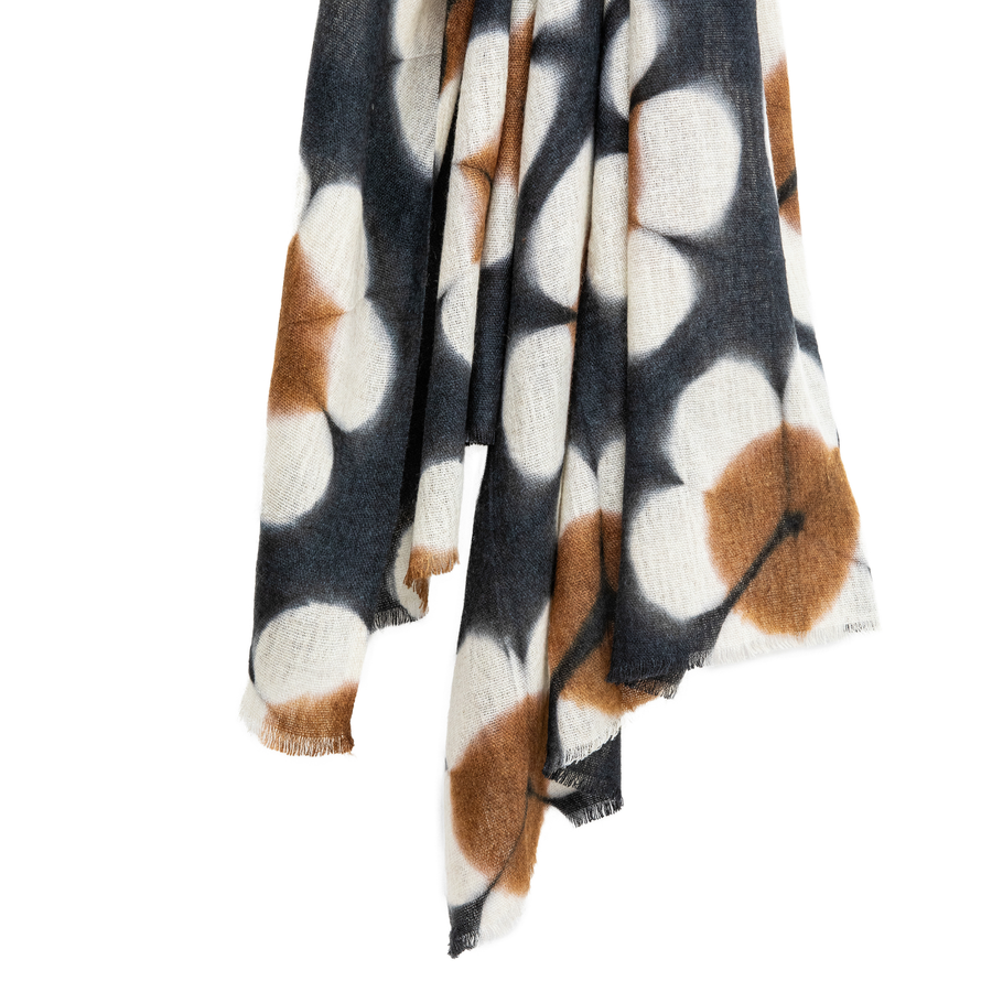 BELISS WOOL SCARF - BLACK & COGNAC
