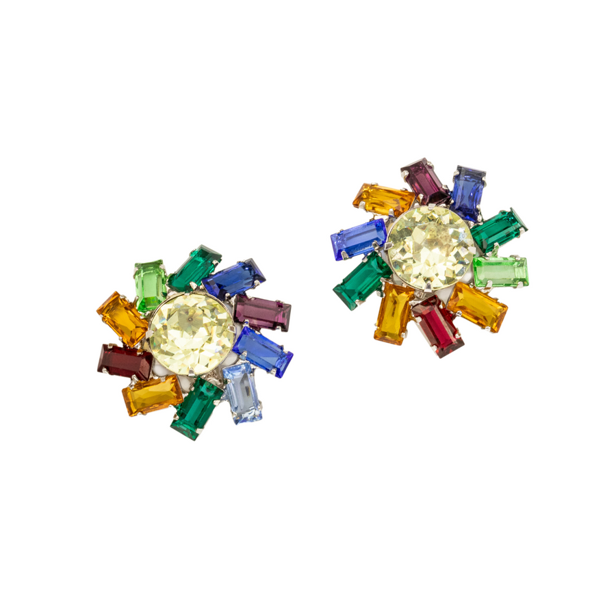 Rainbow cluster Clip on earring 9