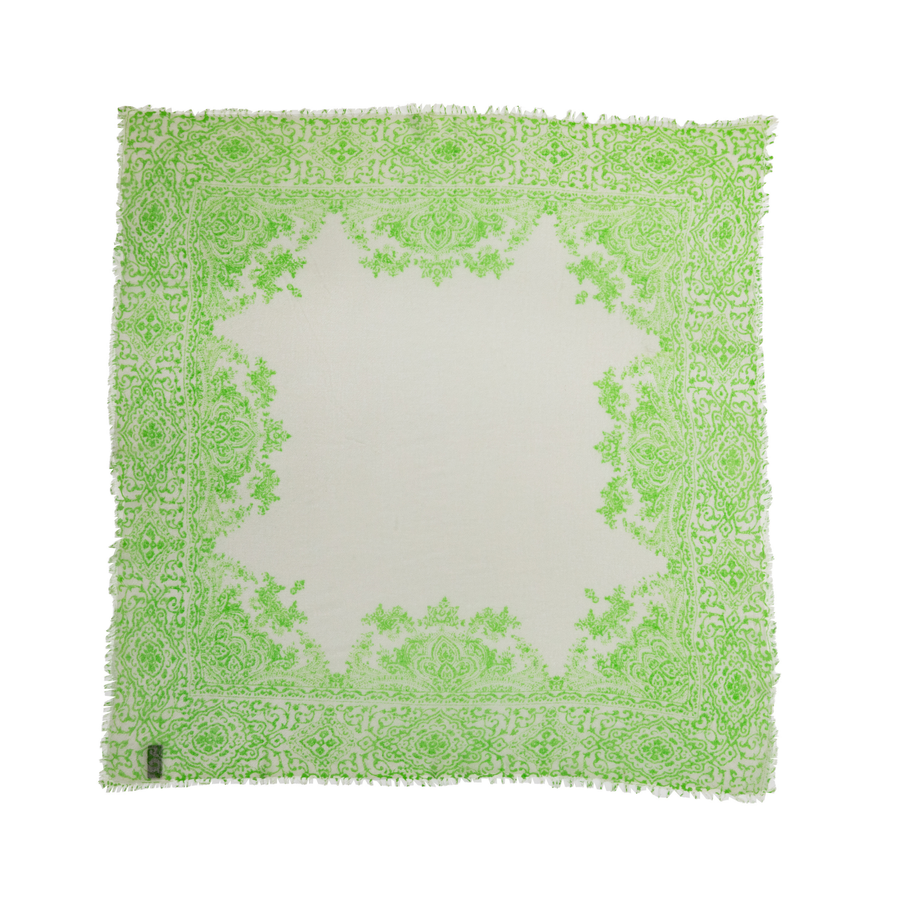 WHISPER CASHMERE PAISLEY NECKERCHIEF - IVORY & LIME