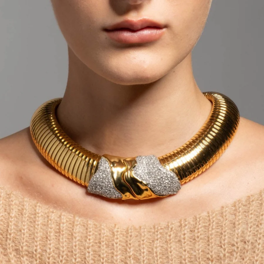 Solanales Gold Tubogas Collar Necklace