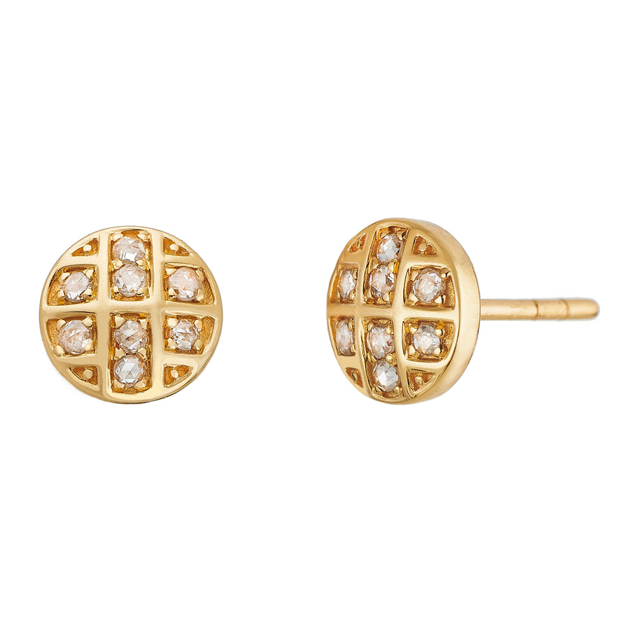 Stella Stud Earrings - 18K Yellow Gold & White Diamond