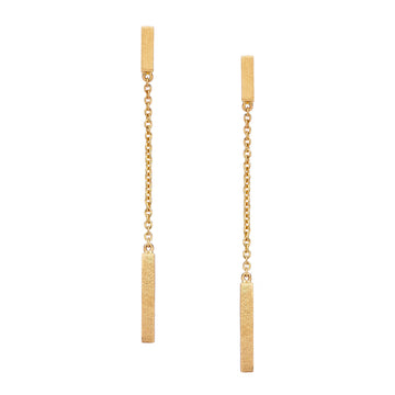 Barrel Linear Drop Earrings - 18K Yellow Gold