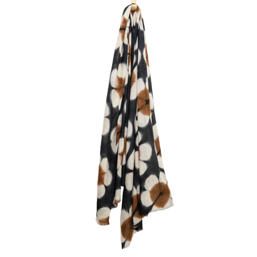 BELISS WOOL SCARF - BLACK & COGNAC