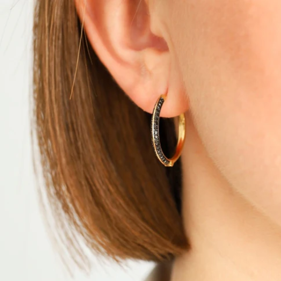 Sareena Black Diamond Hoops