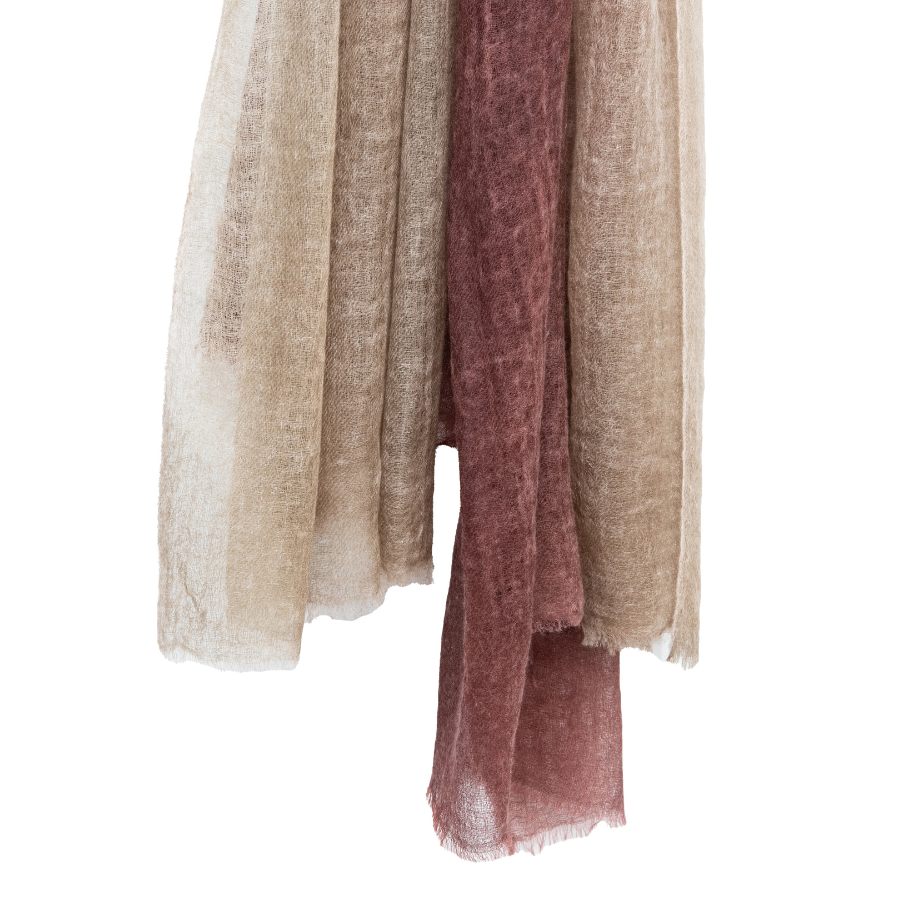 Beetroot Macaron Ombre Cashmere Scarf