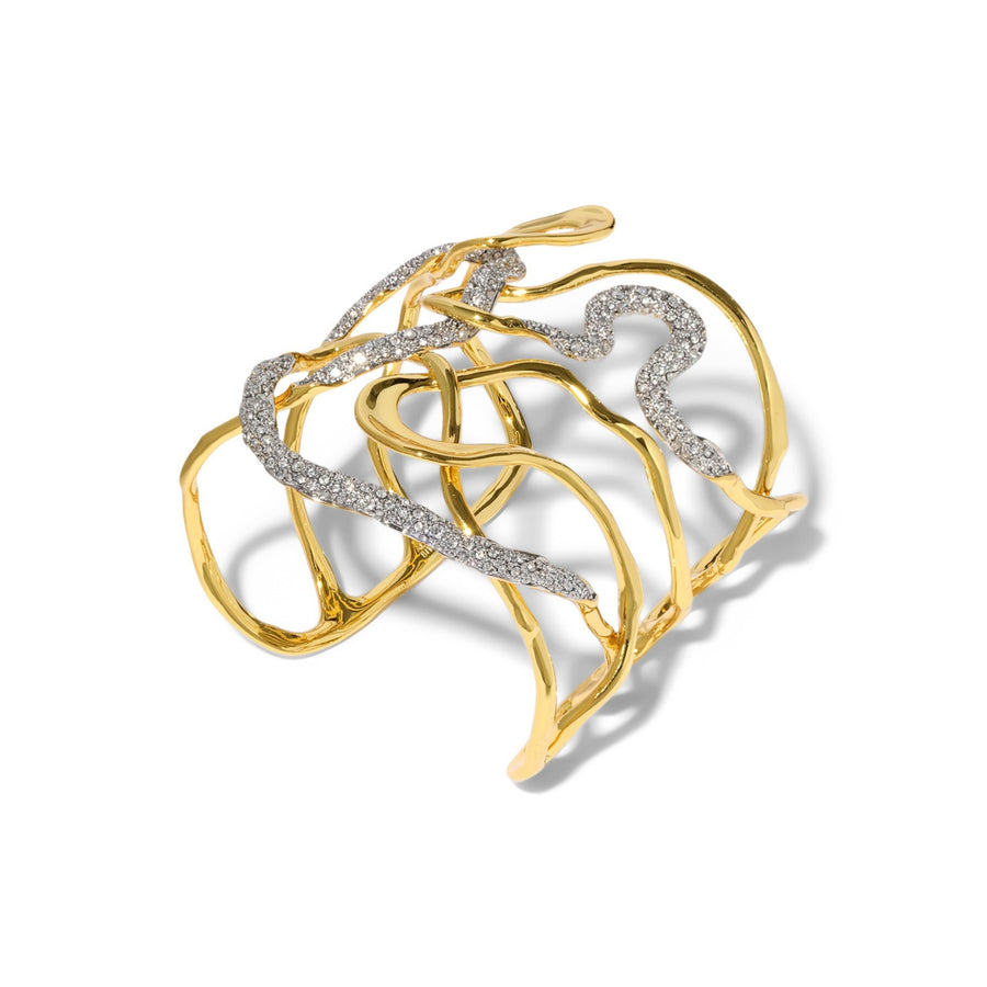 Solanales Gold Crystal Intertwined Cuff Bracelet