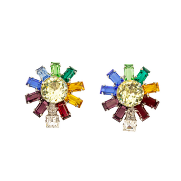 Rainbow cluster Clip on earring 7