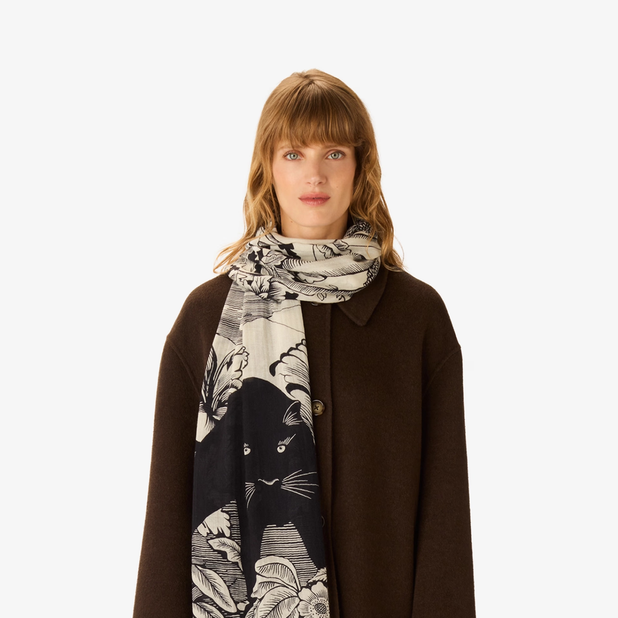 Scarf 55 - PANTHERE WHITE