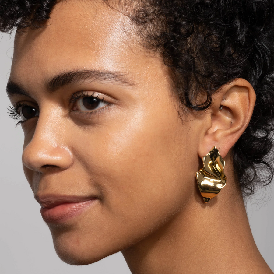 Crumpled Small Post Earring - Gold