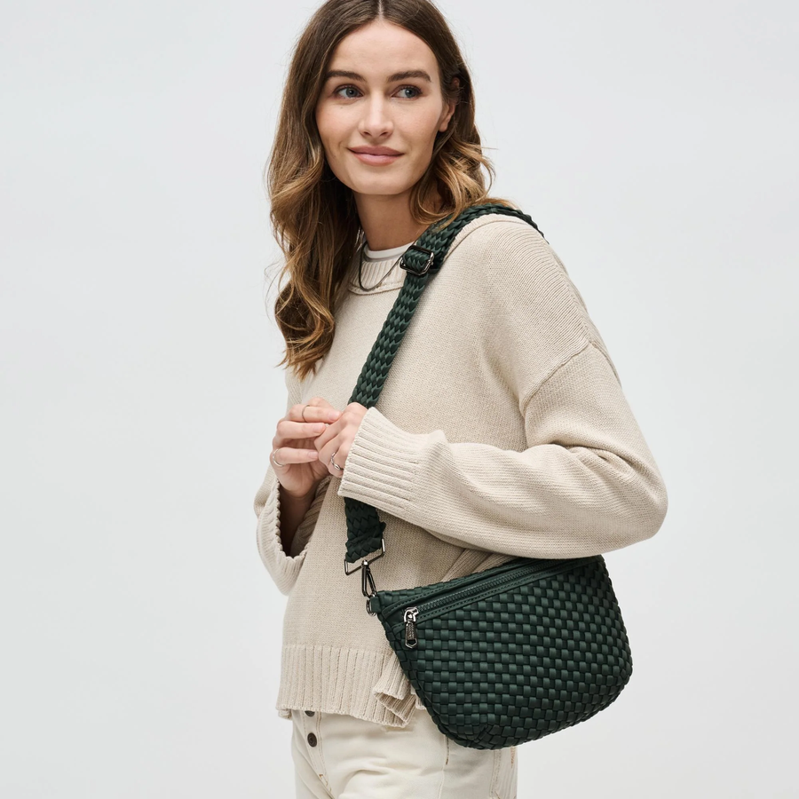 Olive Ethereal Woven Neoprene Crossbody Bag