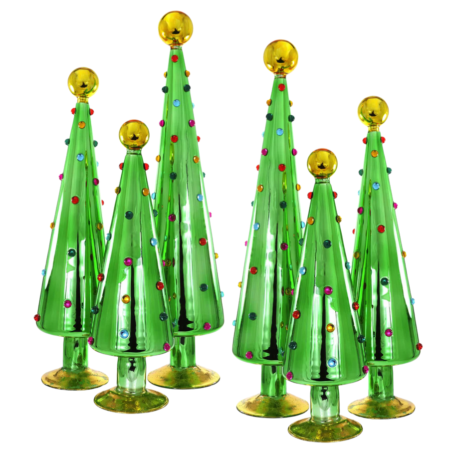 DECORATED DOTTED TREES - Set of 3