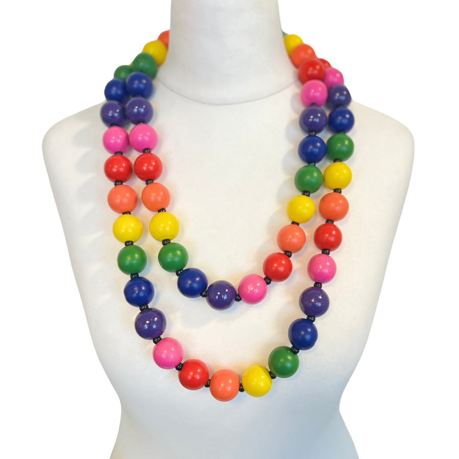 Wooden Beads Necklace - Rainbow