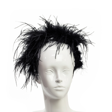 Mari Ostrich Feather Headband- Black