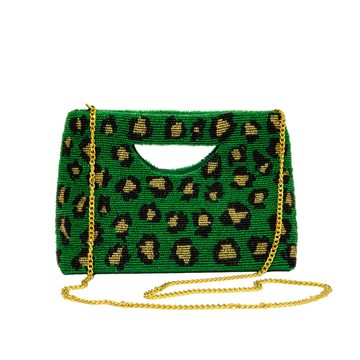 Cut Out Handle Purse - Emerald Leopard