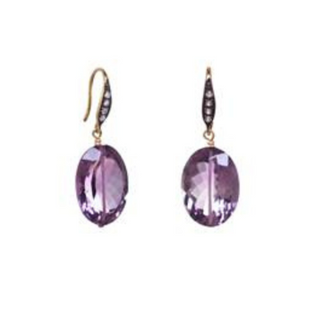 CUSHION CUT AMETHYST AND WHITE SAPPHIRES EARRINGS