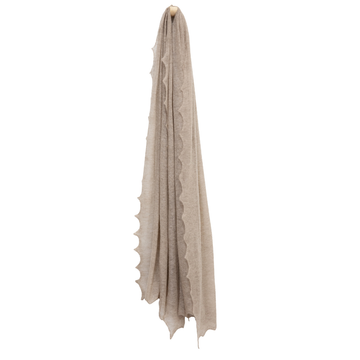 beige Luna Scallop Edge Cashmere Shawl