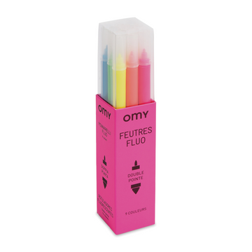 Double Tipped Neon Markers - Set of 9