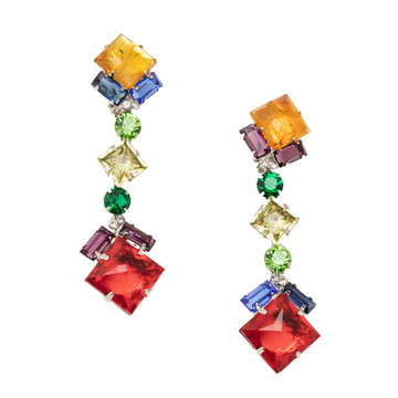 Rainbow Three drop Clip on earring