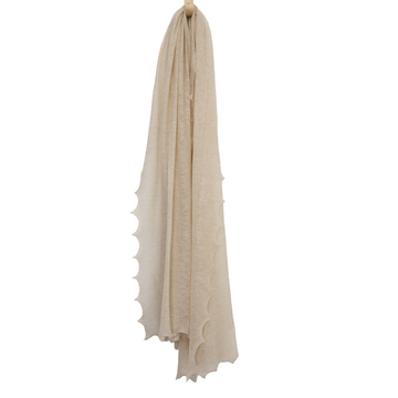 Cream Luna Scallop Edge Cashmere Shawl